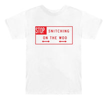 Load image into Gallery viewer, Pop Smoke x Vlone Stop Snitching T-shirt
